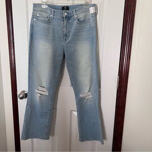7 for All Mankind High Waist Slim Kick Jeans Distressed Size 30 NWOT